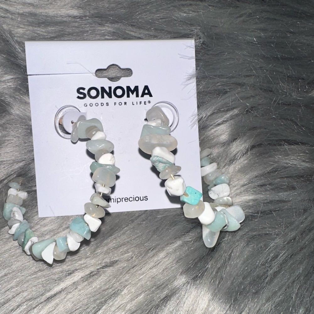 Sonoma White and Blue Beaded Earrings
